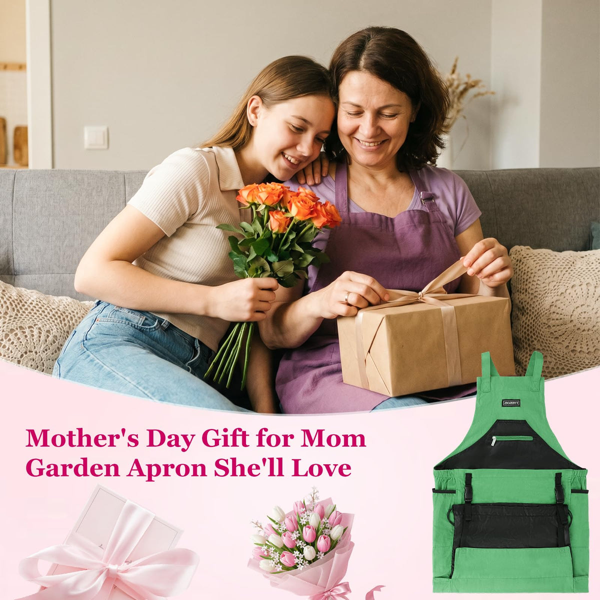 ZIOZERTT Apron suits gardening, garage work, fishing, and lawn care.