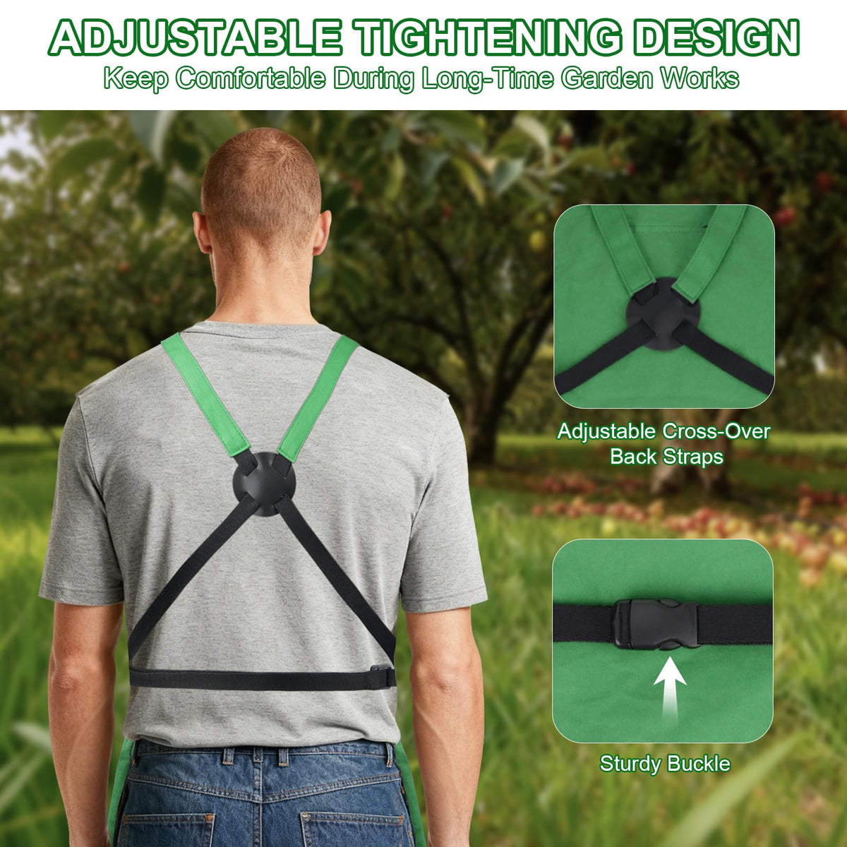 ZIOZERTT Apron offers multiple pockets for tools, seeds, and harvest.