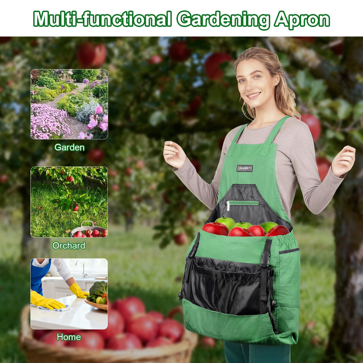 ZIOZERTT Gardening Apron's water-resistant liner protects clothes from dirt and moisture.