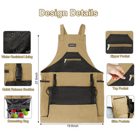 ZIOZERTT harvest apron features a water-resistant liner protecting clothes.
