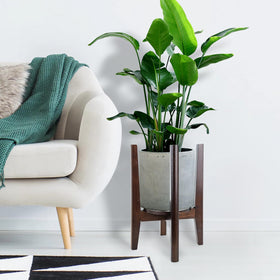 ZIOZERTT indoor wood stand complements mid-century decor