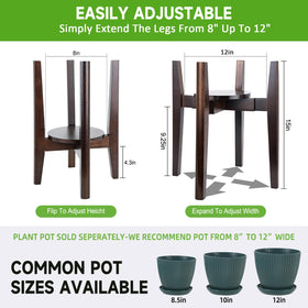 ZIOZERTT plant stand tray in walnut adds stability for pots