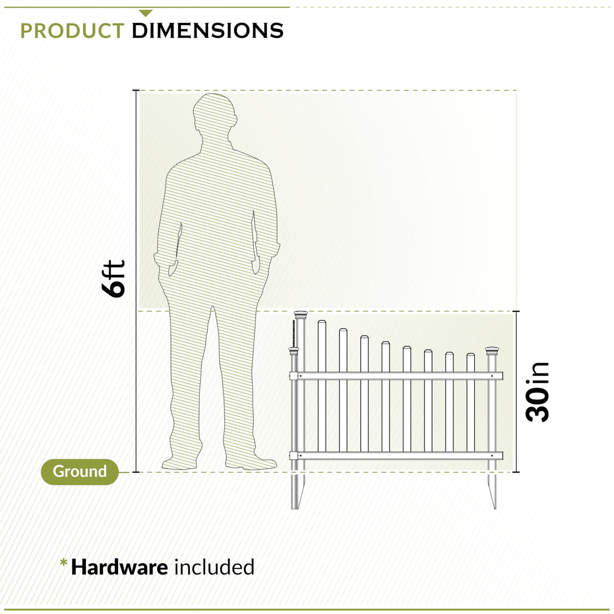 Zippity Ashley 30 inches high by 40 inches wide fence dimension keeps borders tidy.