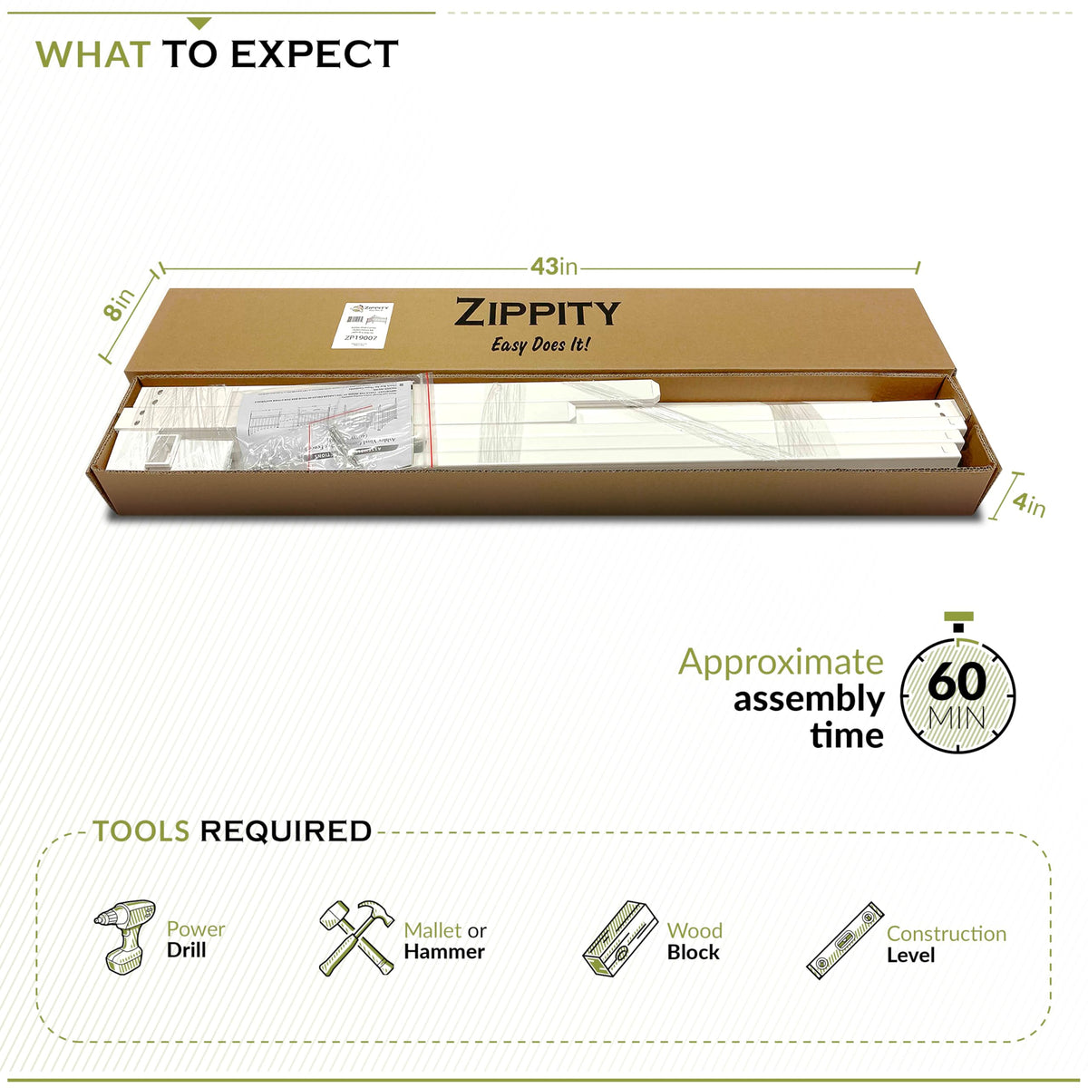 Zippity Ashley no-dig install reduces yard disruption while keeping white vinyl clean.