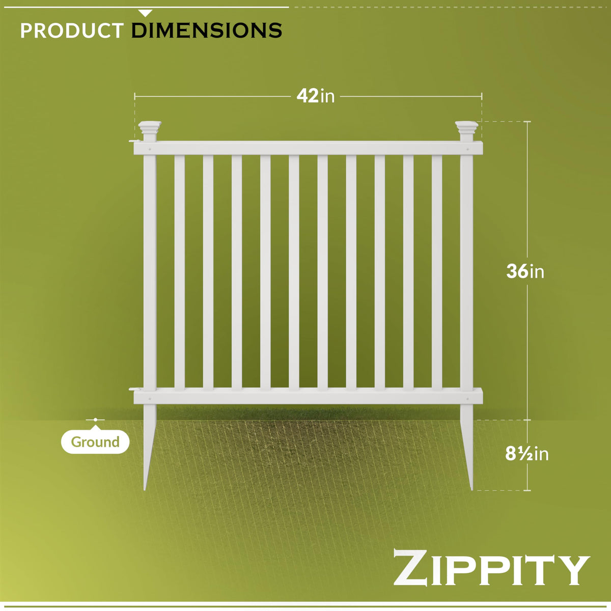 Zippity Baskenridge fence panel kit side view, no-dig system for quick setup