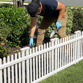 Zippity Roger Rabbit garden fence panel closeup; durable, maintenance-free vinyl for outdoor borders.