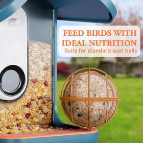 Enlarged capacity ZIRKOZIR suet feeder compatible with standard balls in orange