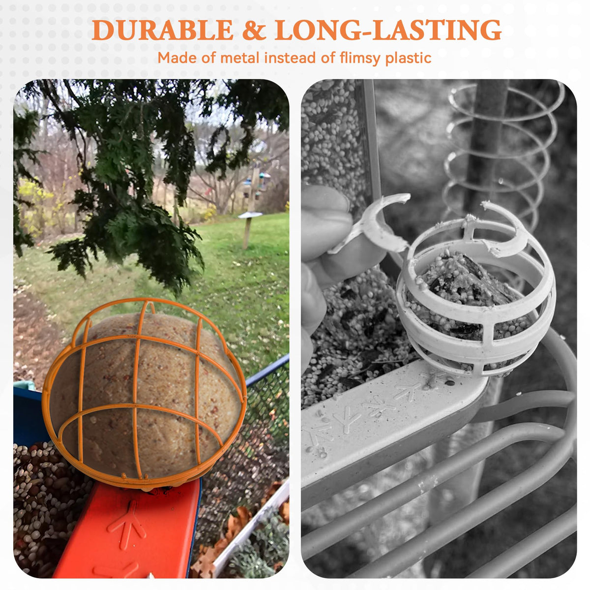 Easy setup of ZIRKOZIR suet ball holder with tools for Bird Buddy orange
