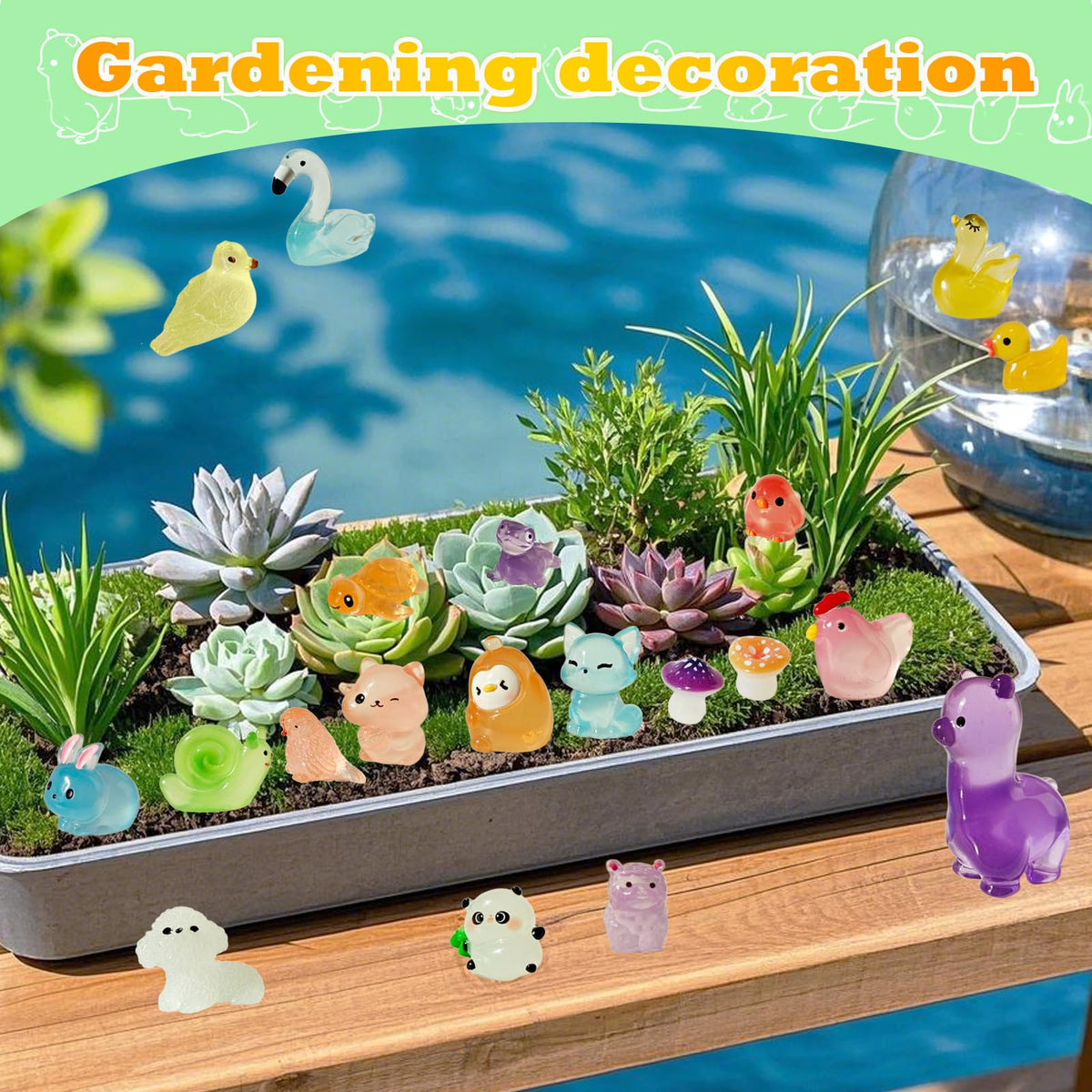 ZITU ISCHYROS chickens and rabbits spark whimsy in potted plant displays.