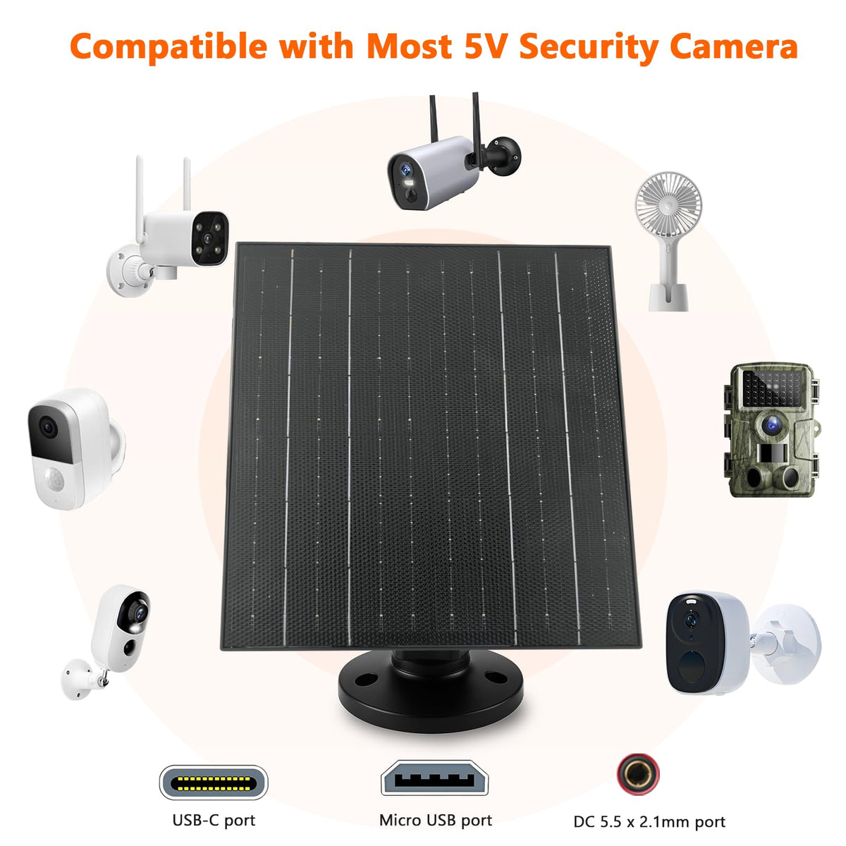 Zivif solar panel with Micro USB adapter for flexible connections.
