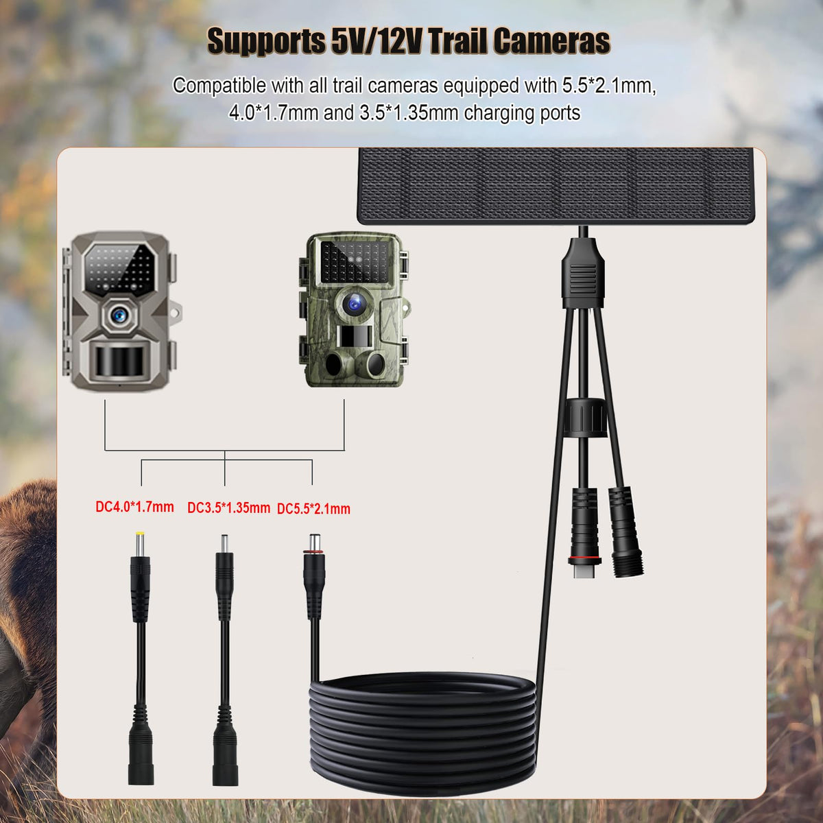 Zivif 5V/12V output option suits varied outdoor cameras.