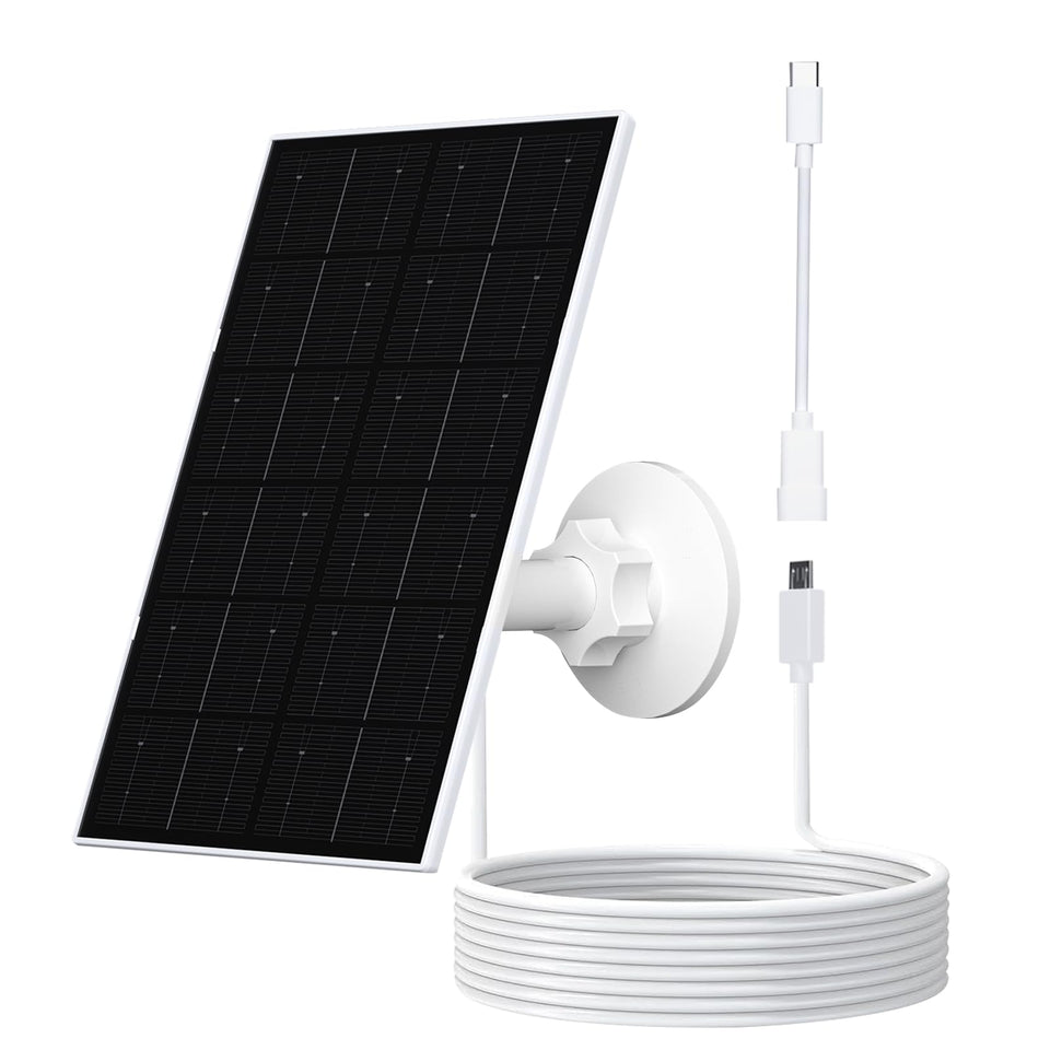 Zivif USB solar panel front view powering outdoor cameras
