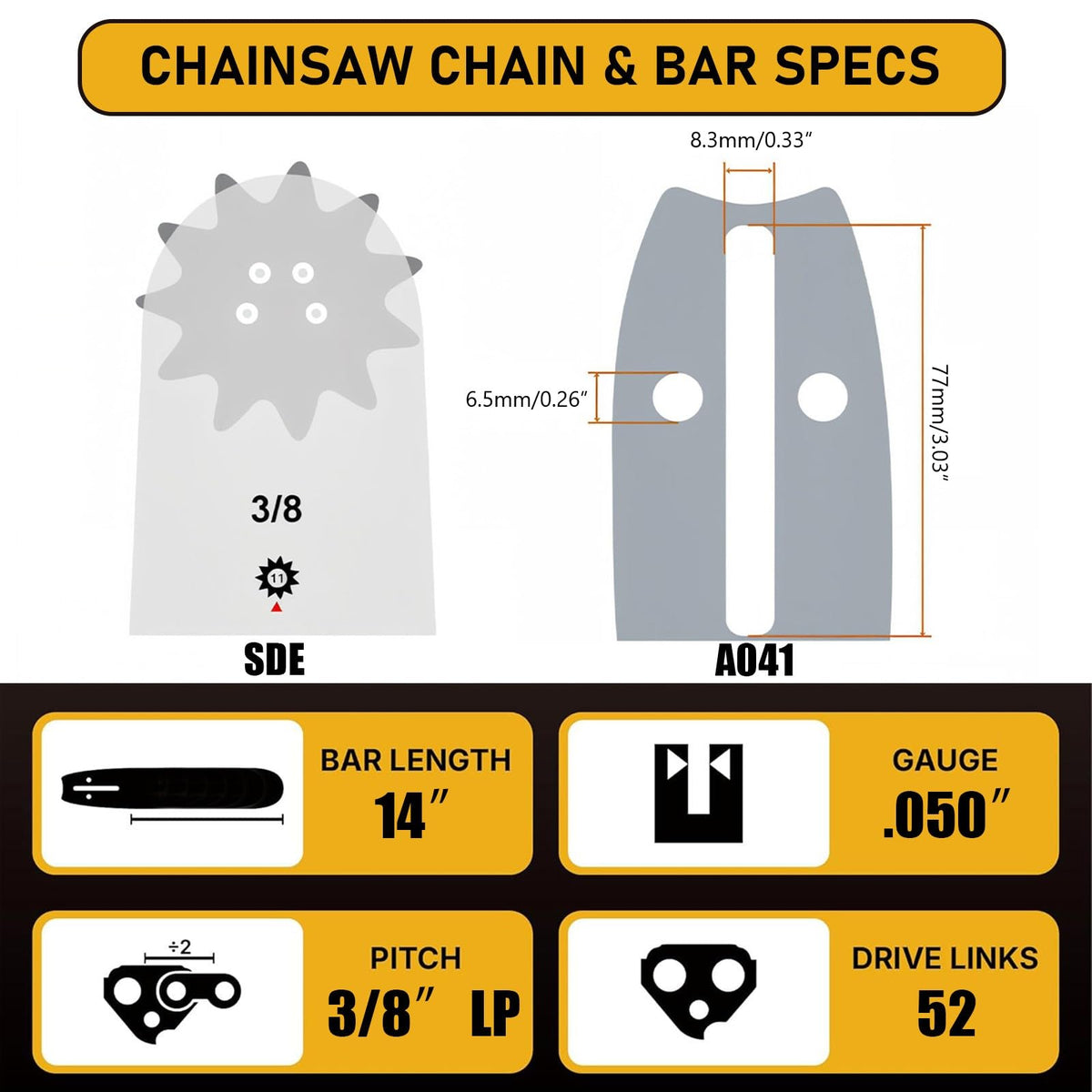 ZIYIZE 16-inch chain set fits many brands for easy replacement.