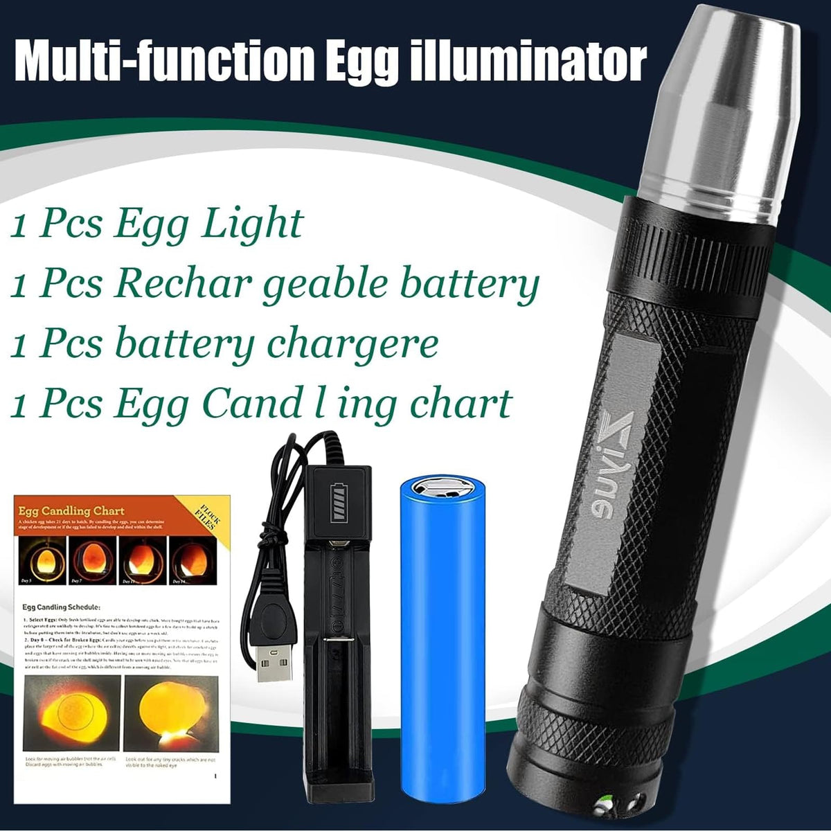 Ziyue egg-candler dark-mode lighting highlights internal details in low-light scenarios.