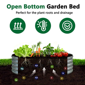 Zizin galvanized round raised bed assembly kit, quick setup for fresh herbs.