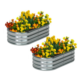 Zizin 2-pack galvanized oval raised bed assembled for easy gardening and layout flexibility