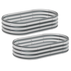 Zizin 4x2x1ft silver garden bed ready for vegetables