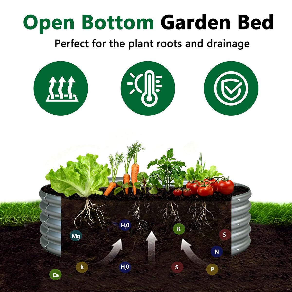 Zizin open-bottom design preserves soil moisture while enabling drainage.