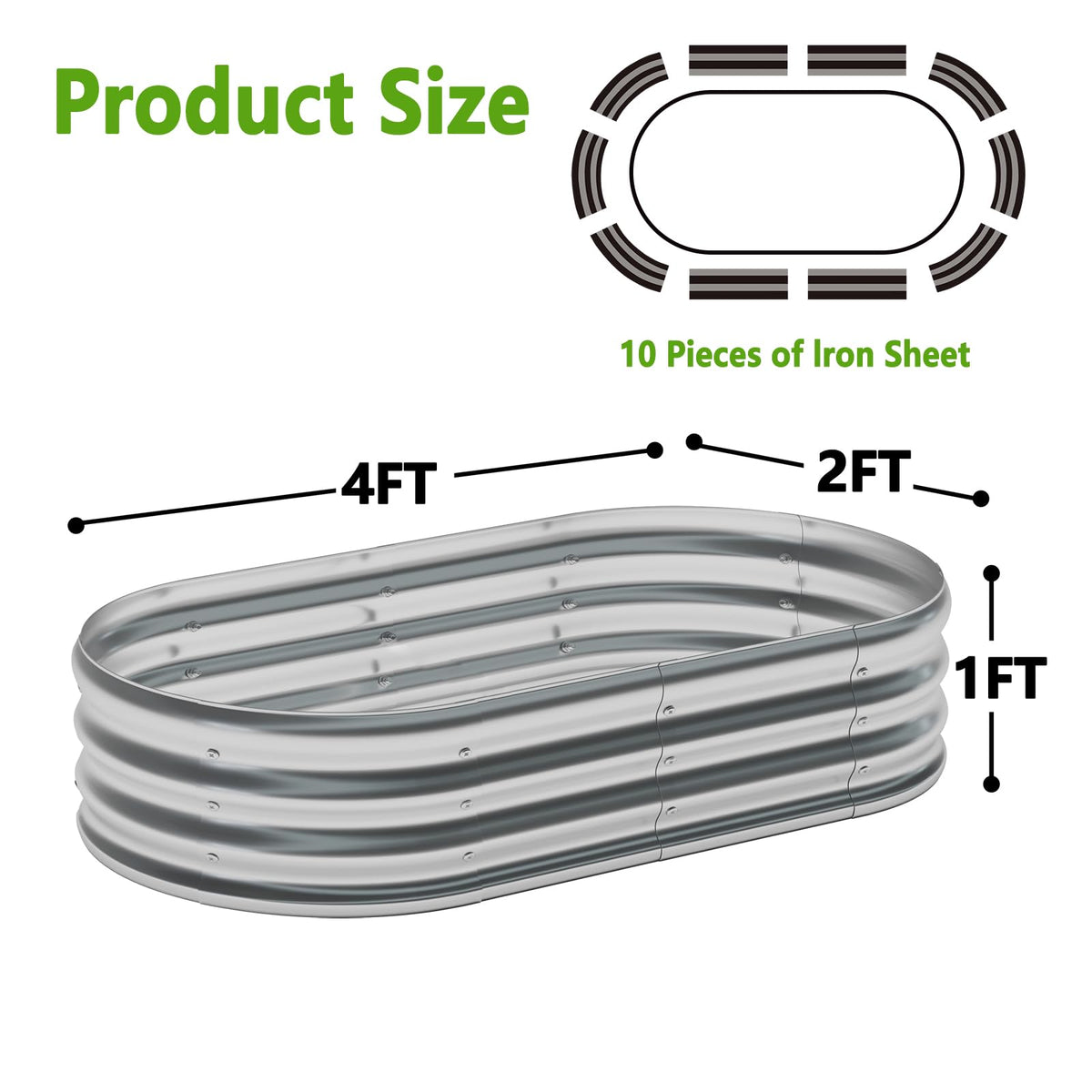 Zizin oval metal planter with anti-corrosion finish for durable outdoor use