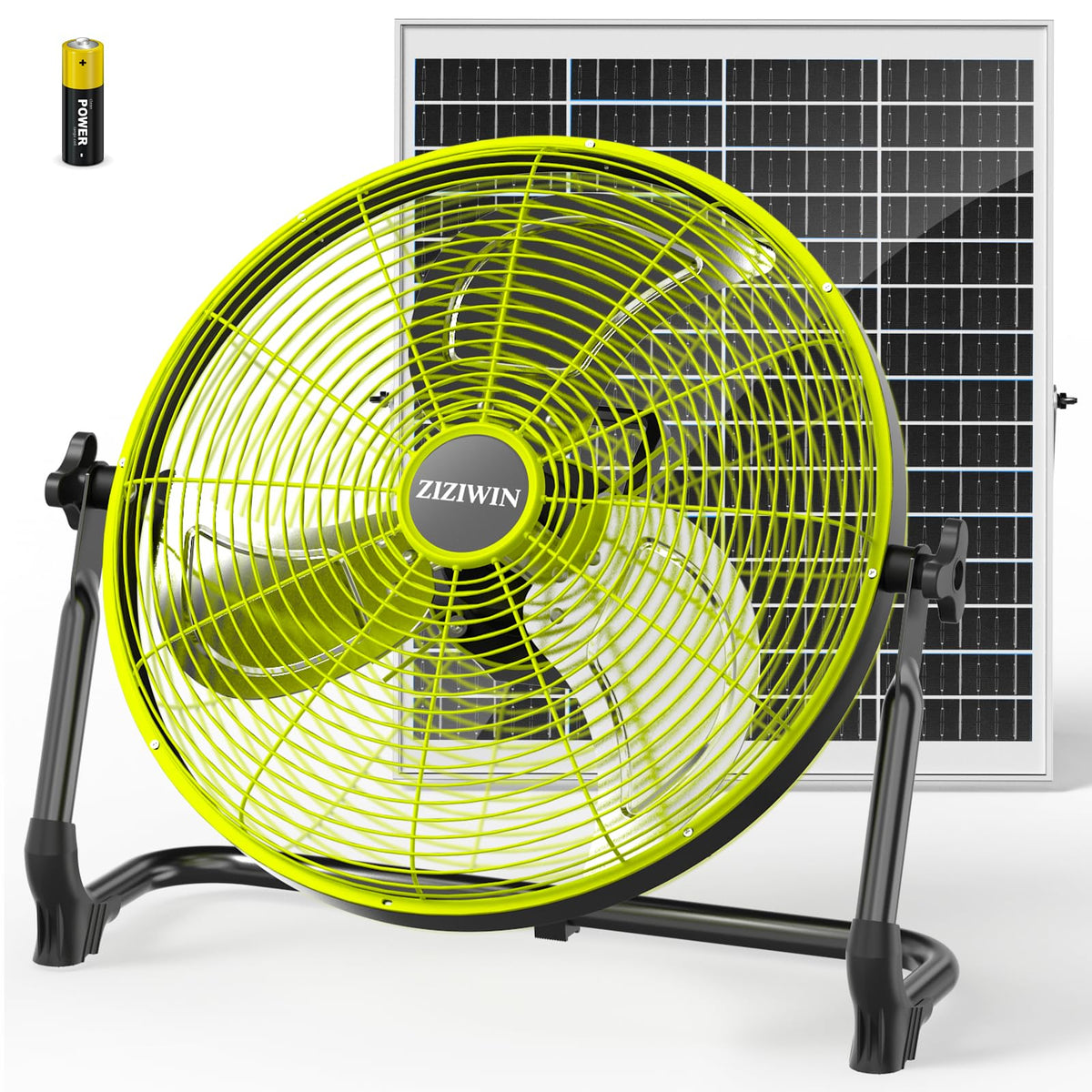 ZIZIWIN 14-inch solar fan in outdoor use offering portable cooling for patios and tents