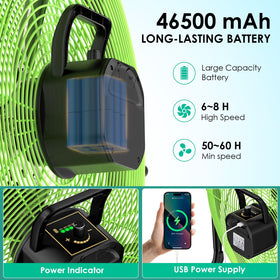 ZIZIWIN solar fan in camping setup delivering a steady breeze.