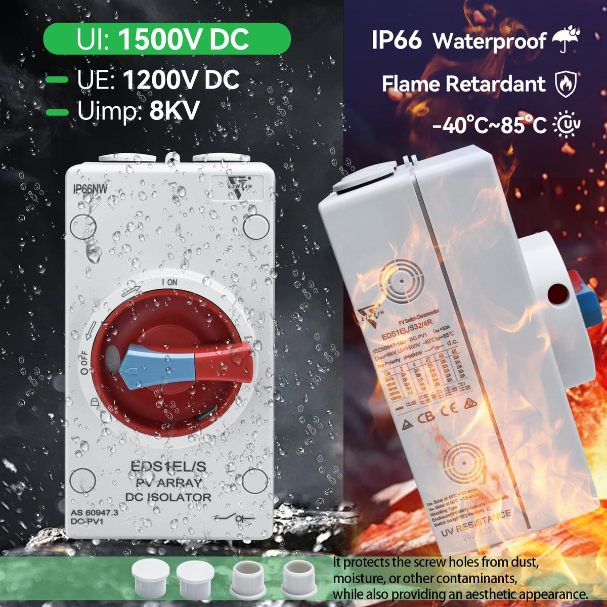 ZJWZJH IP66 enclosure protects outdoor solar connections from weather.