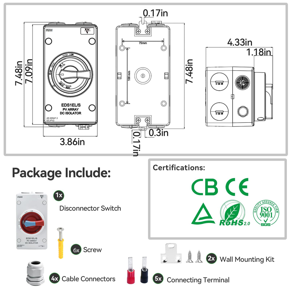 ZJWZJH ready-to-install package for rooftop, RV, and marine solar installations.