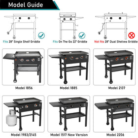 Custom-fit design for Blackstone 28-inch griddles with shelves and hoods.