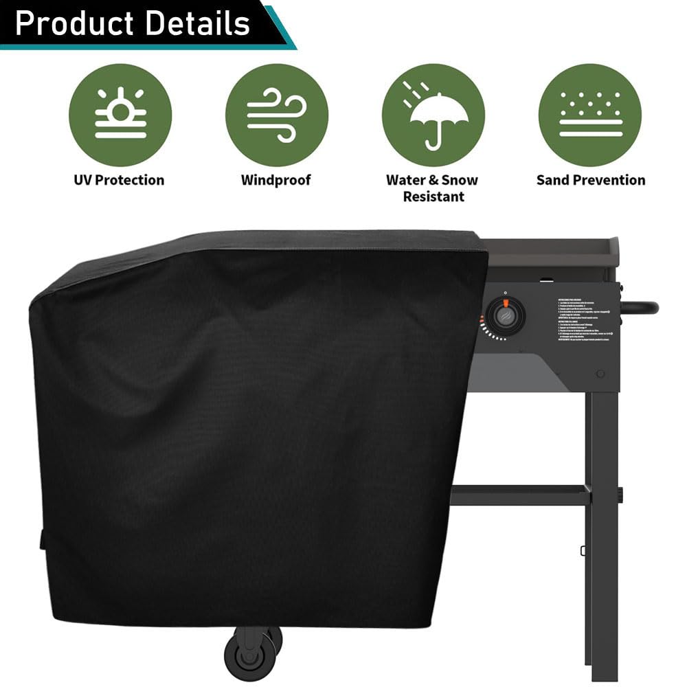 Durable Velcro straps keep the Blackstone cover securely in place during gusts.