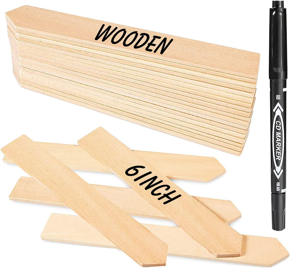 Zkptops wooden plant label 6inch marker for outdoor garden labeling