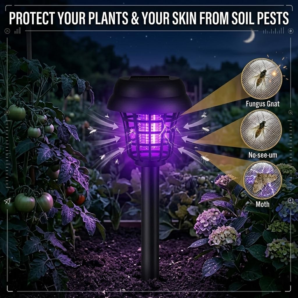 ZLieatmp solar bug zapper 1000V grid delivering rapid insect exit.