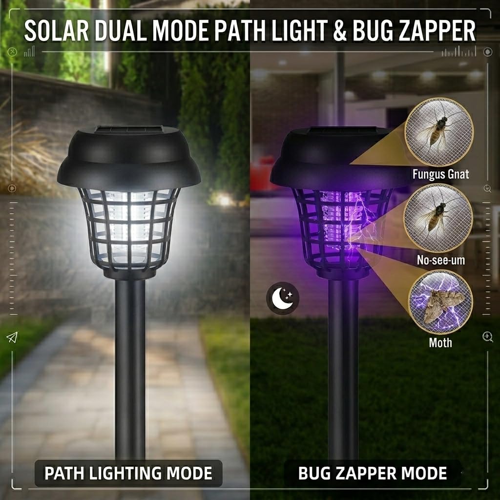 ZLieatmp solar bug zapper IP65 weatherproof for year-round outdoor use.