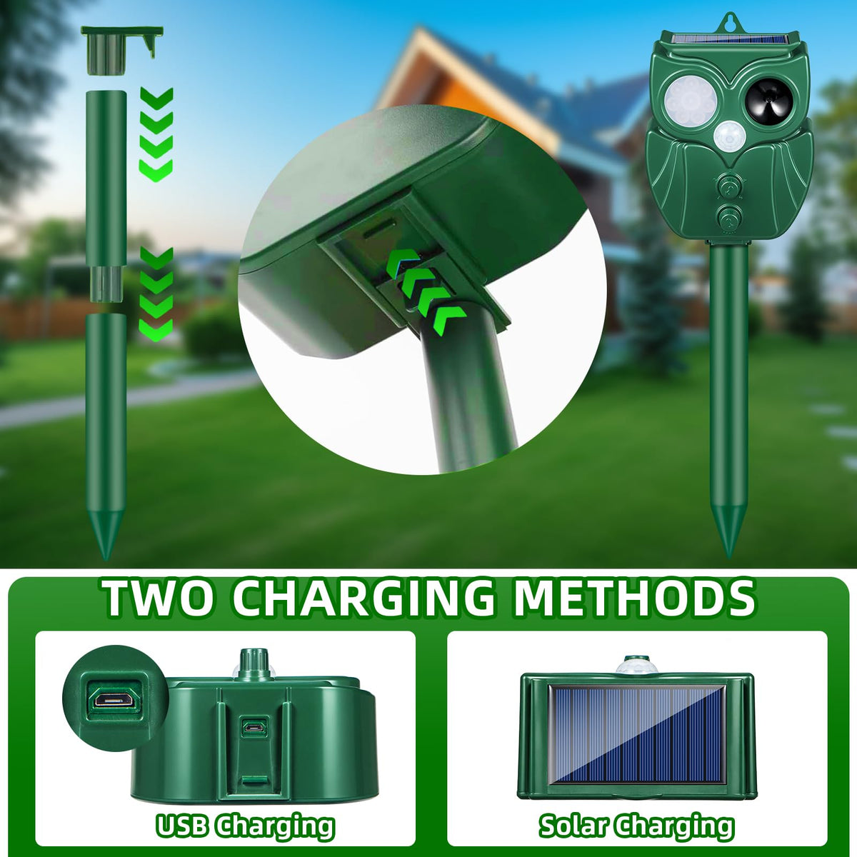 ZLieatmp 2Pack LED flashing deterrent adds nighttime visibility and scare.