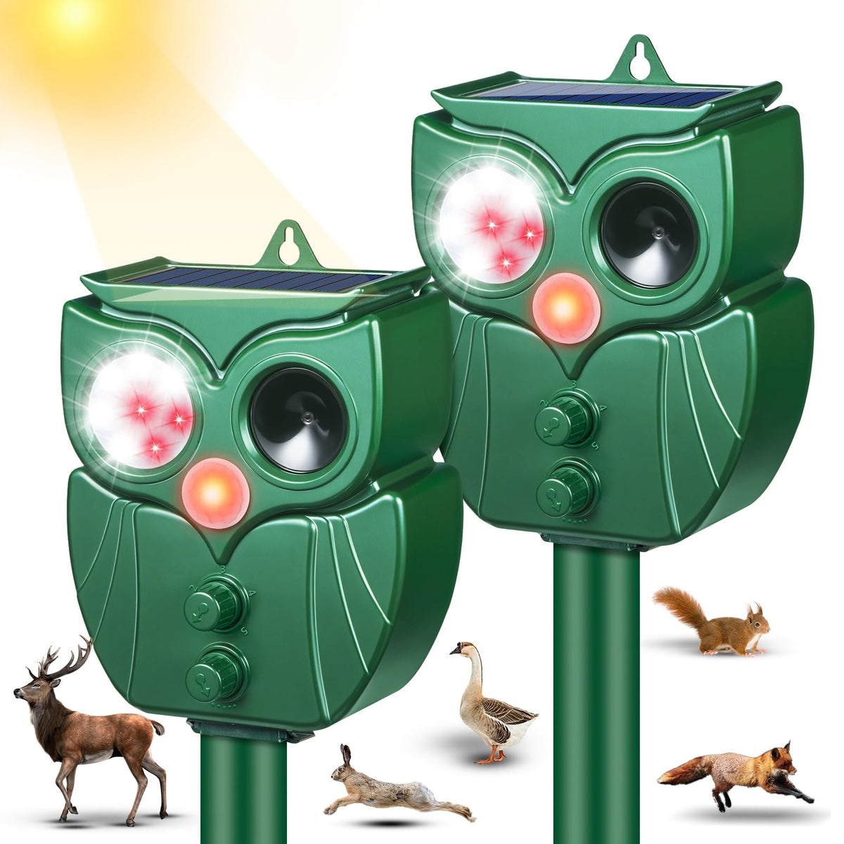 ZLieatmp 2Pack solar repeller panel view for efficient charging and protection.