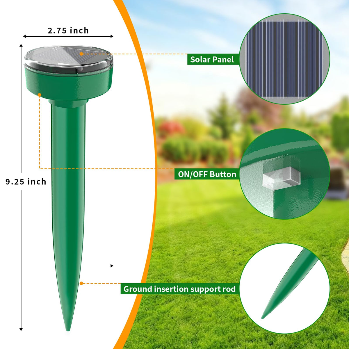 ZLieatmp stake installation shown for quick setup and easy pilot-hole placement.