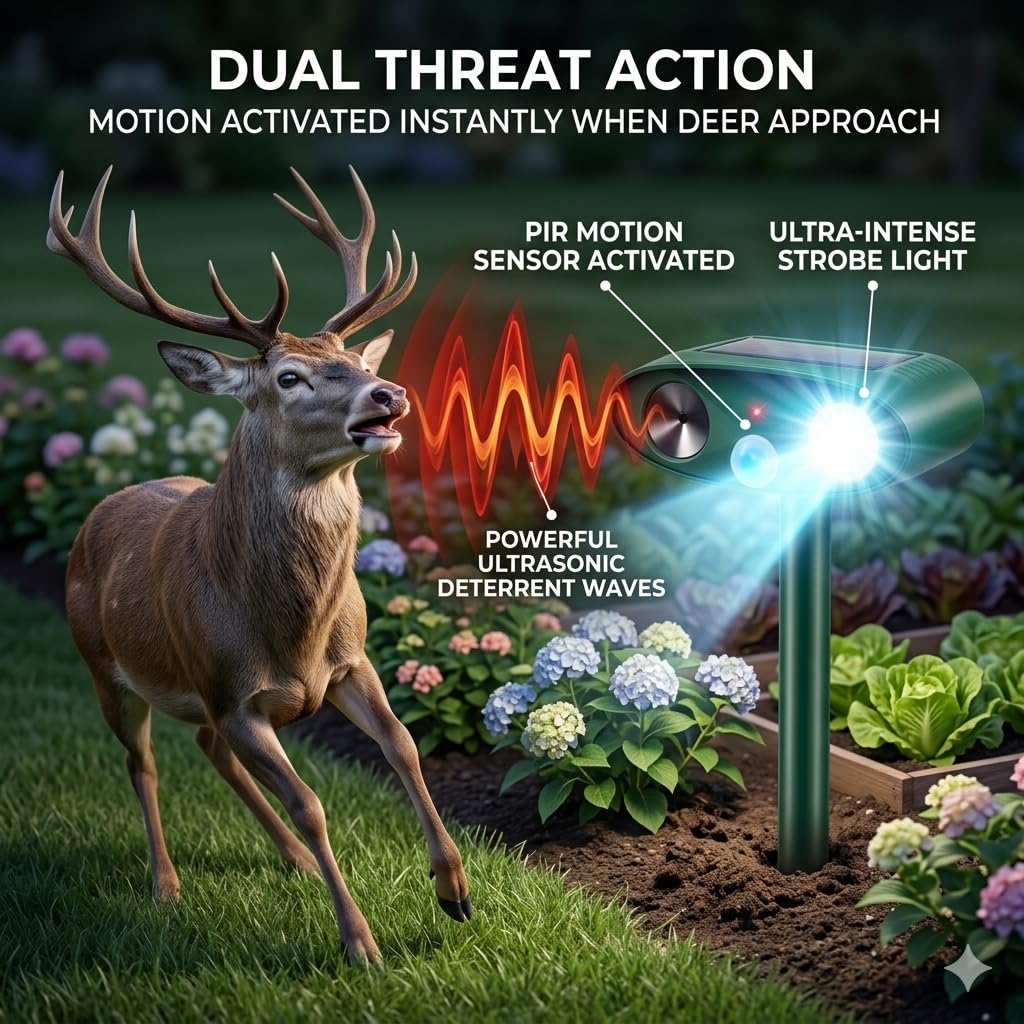 ZLieatmp Fortress Pro LED flash light deterring nocturnal intruders without harming pets.