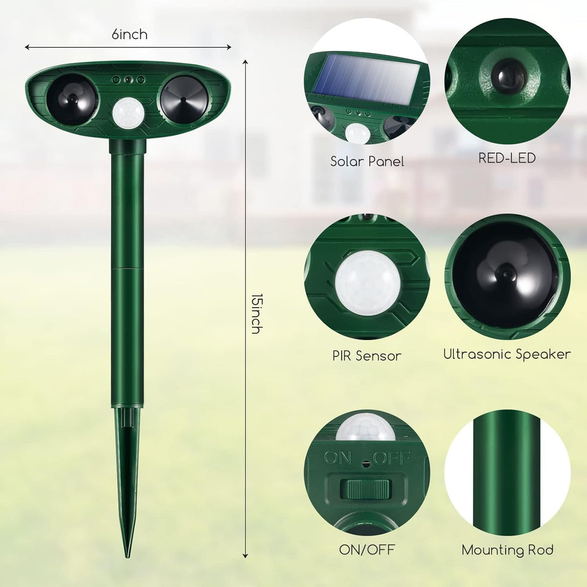 ZLieatmp Solar-powered deterrent provides maintenance-free yard protection.
