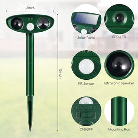 ZLieatmp Solar-powered deterrent provides maintenance-free yard protection.