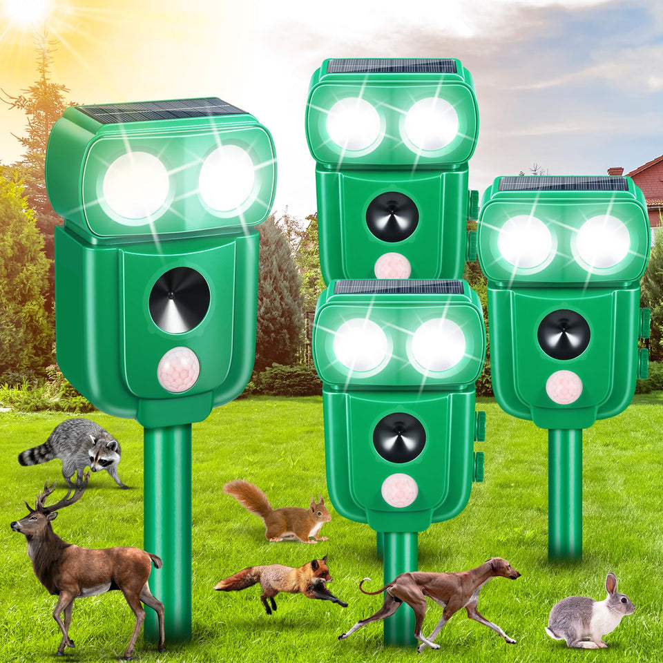 ZLieatmp Solar Animal Repellent Outdoor protects gardens from wildlife.