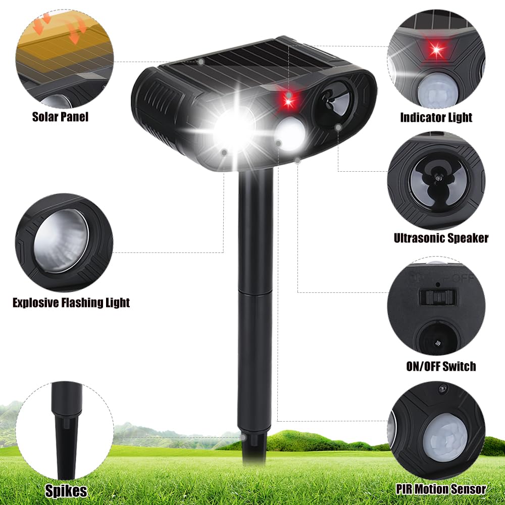 ZLieatmp solar animal repeller installation height of 9-10 inches optimizes sun exposure.