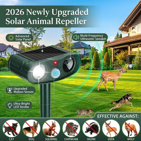 ZLieatmp solar animal repeller provides lawn protection with broad coverage for gardens