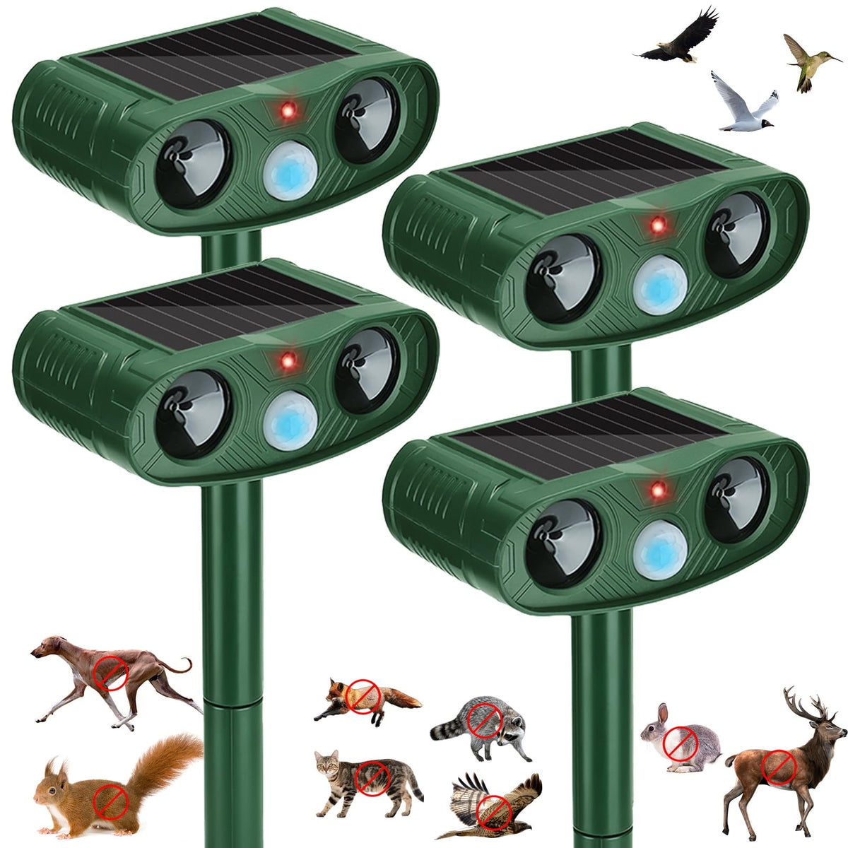 ZLieatmp solar animal repeller panel powering continuous operation in sunlit yards