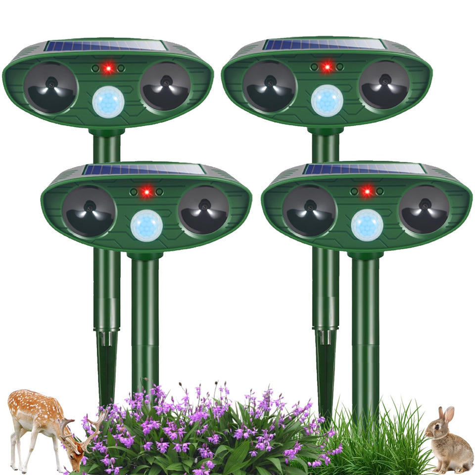ZLieatmp Sonic Fortress Pro deer deterrent front view protects garden beds.