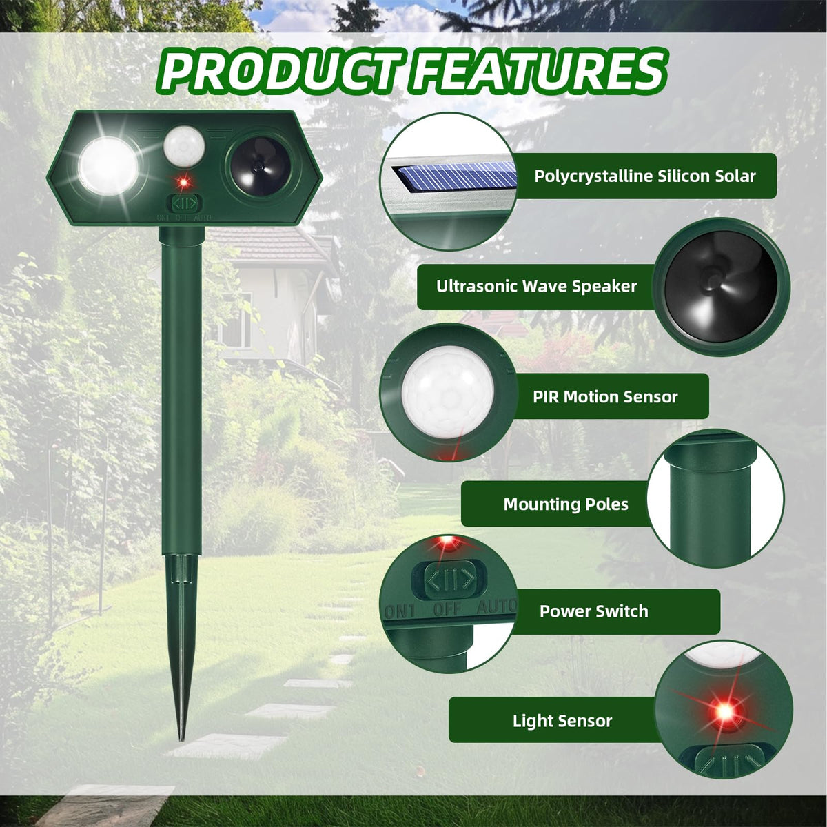 Sunlit garden installation of the Sonic Fortress Pro for outdoor use.