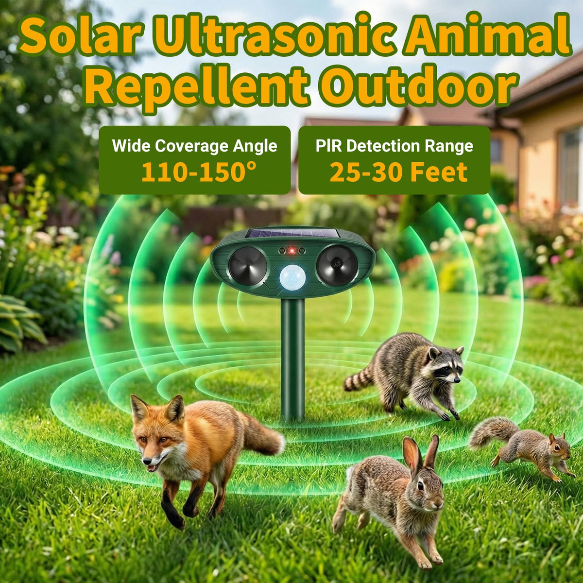ZLieatmp Squirrel Fortress Pro ultrasonic outdoor unit deters backyard intruders.