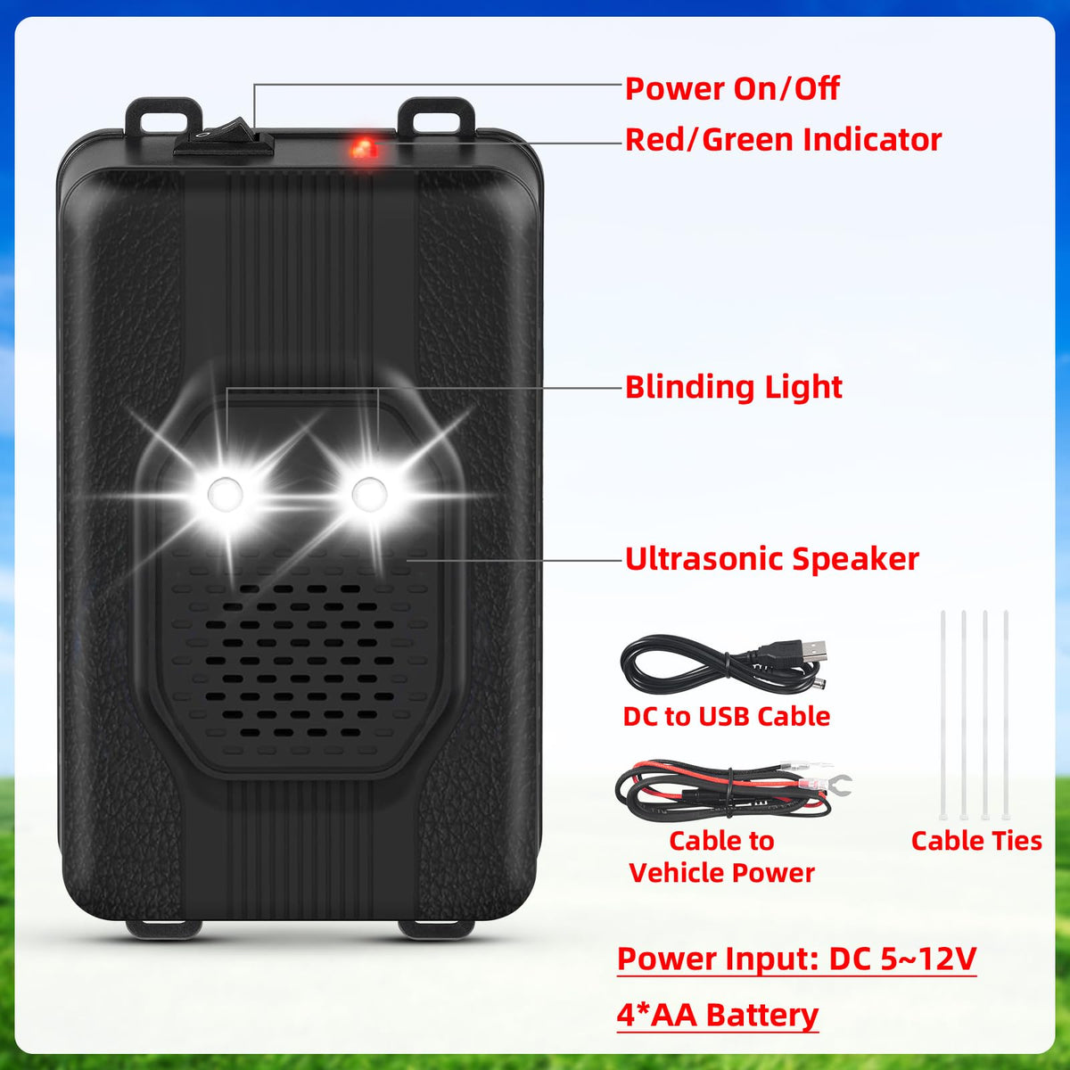 ZLieatmp ultrasonic deterrent with flashing lights deters mice silently in garages.