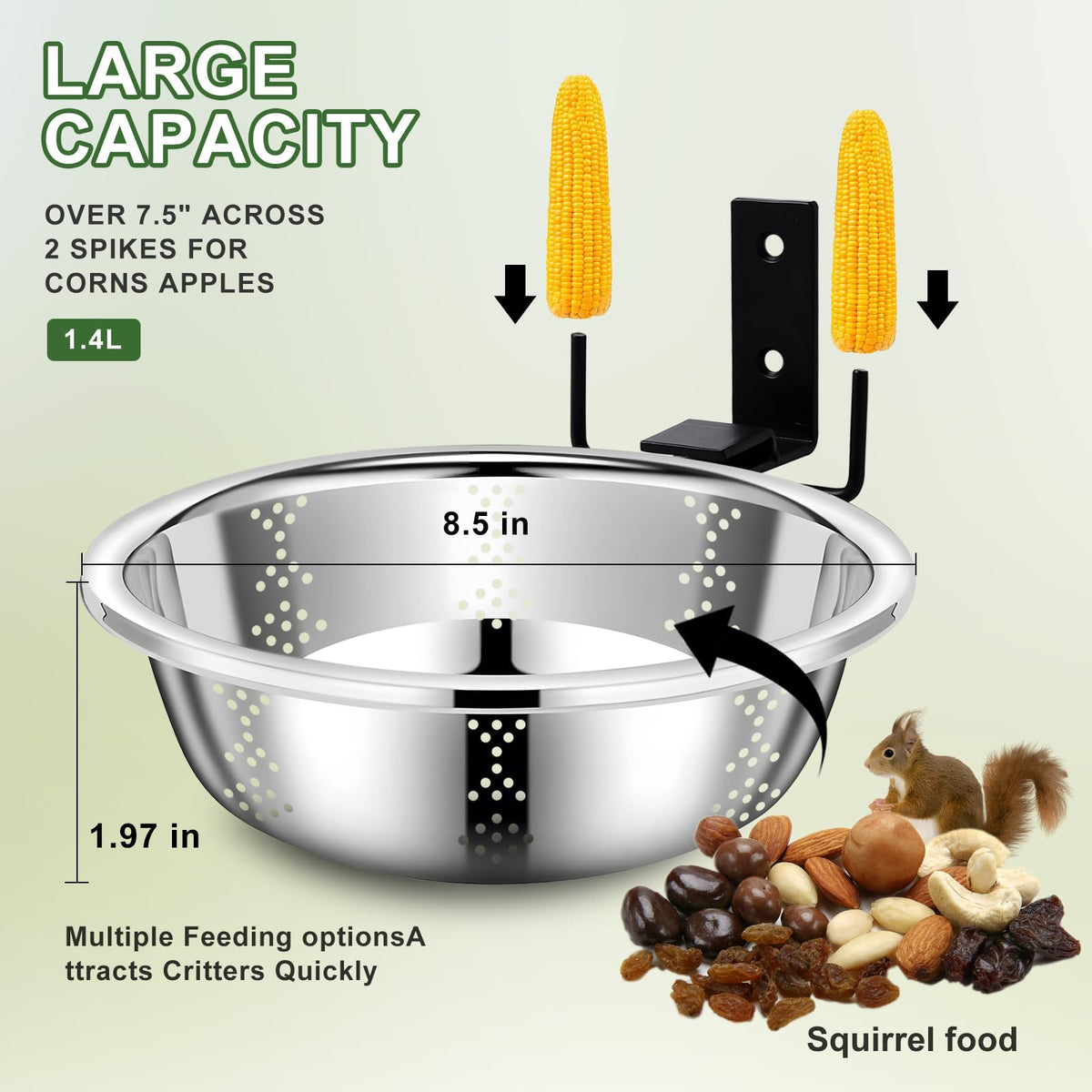 Zliiesns removable bowl for quick cleaning and refilling