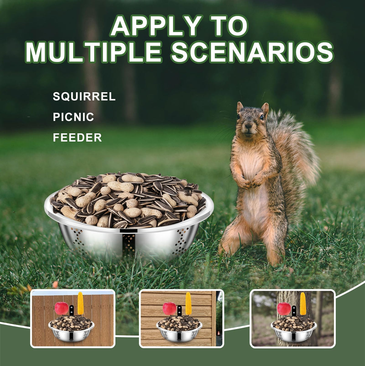 Zliiesns tree-mounted feeder with brackets guiding squirrels to food