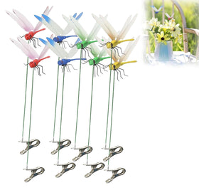 ZLMC 8-pack outdoor 3D dragonfly clip adds vibrant color to pots and beds.
