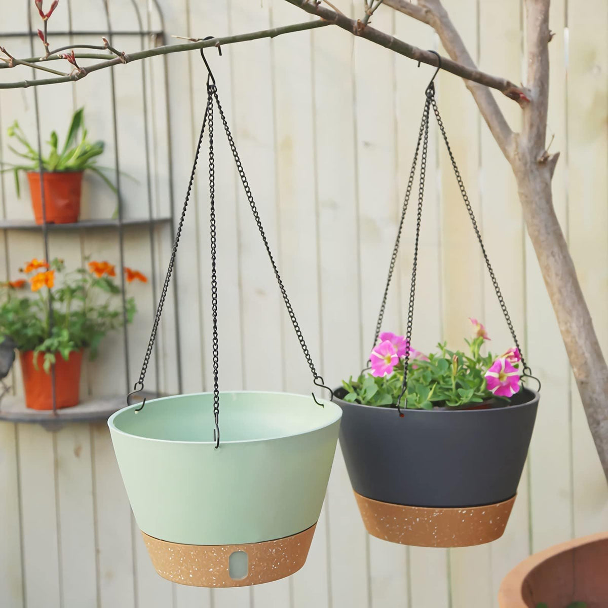 ZMTECH 2-Pack 10-Inch hanging planter boosts greenery on any balcony or room